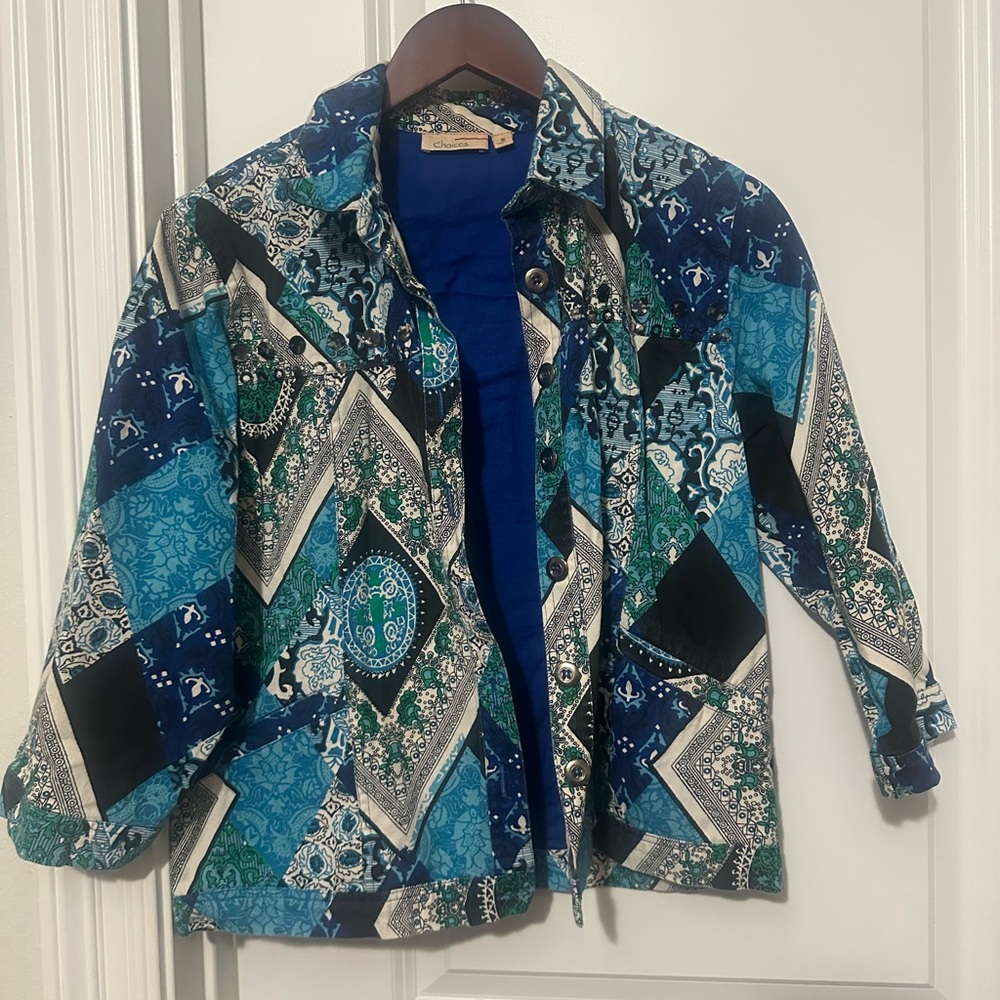 Blue and Green Patchwork Jacket